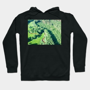 Aerial view of canoes on Marycha river on a sunny day Hoodie